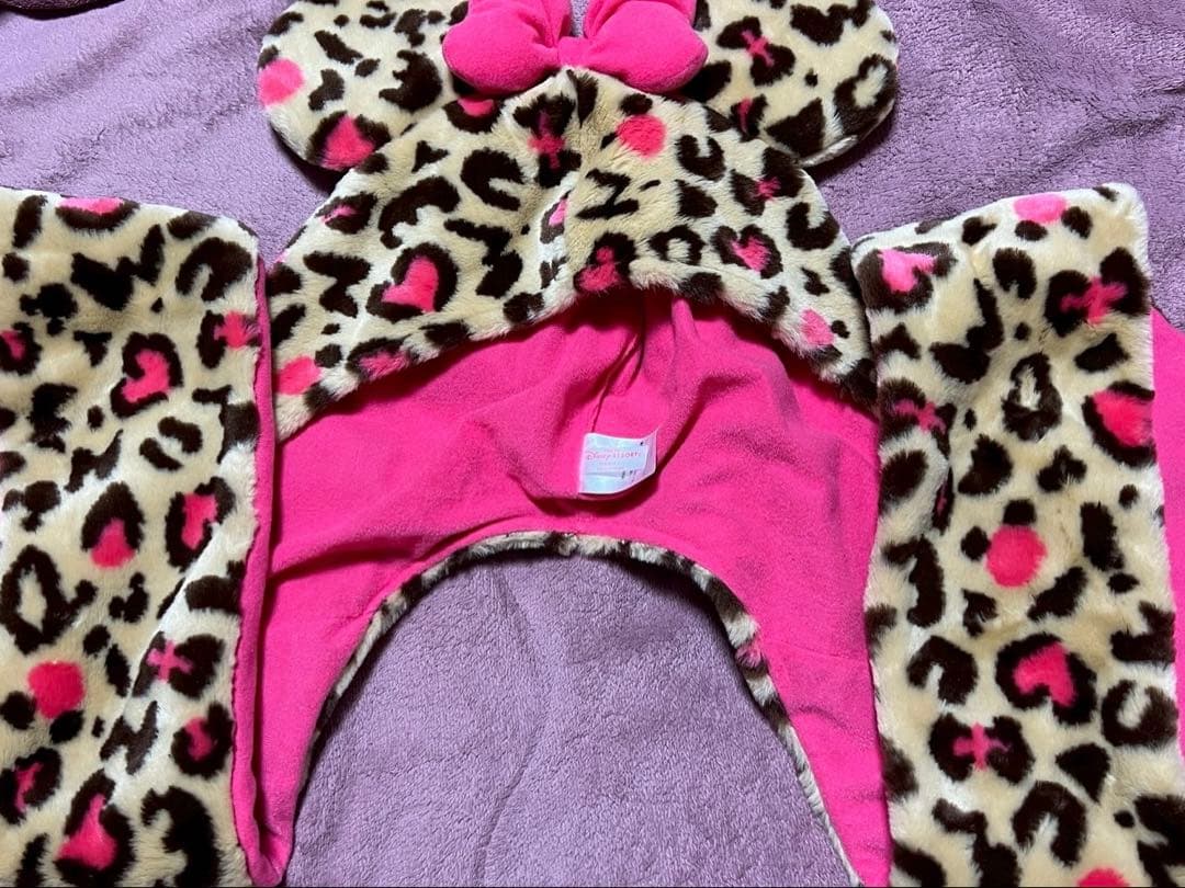 ミニー ヒョウ柄 マフラーファンキャップ