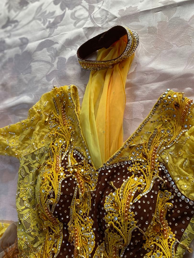 社交ダンス　デモンストレーション衣装（黄色と茶色）