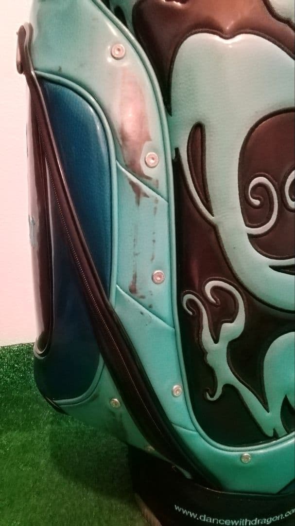 ダンスウィズドラゴン　キャディバッグ　エナメル　ブラック×ブルー