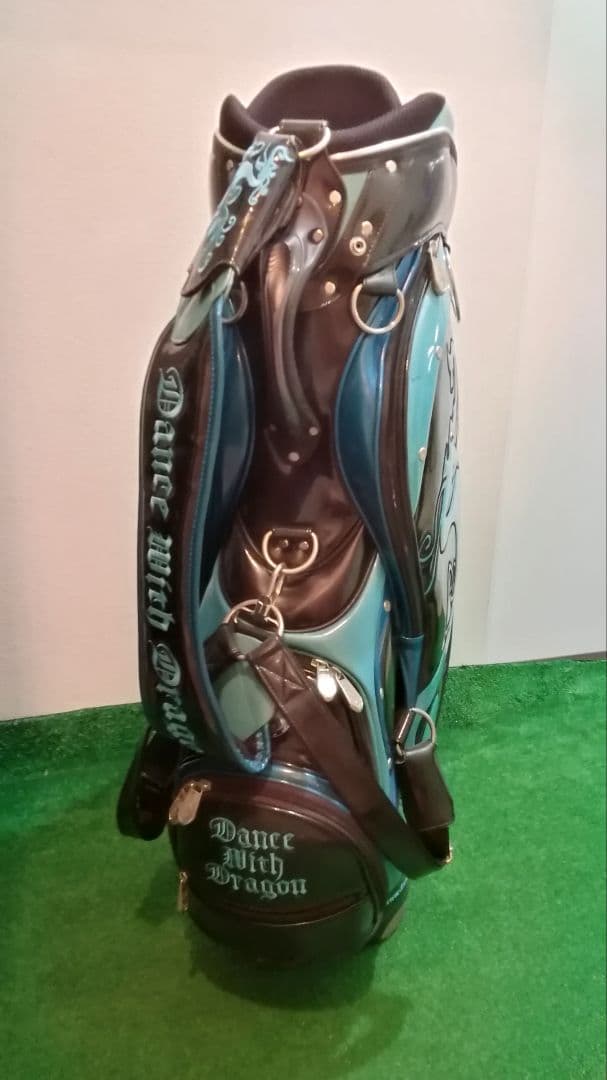 ダンスウィズドラゴン　キャディバッグ　エナメル　ブラック×ブルー