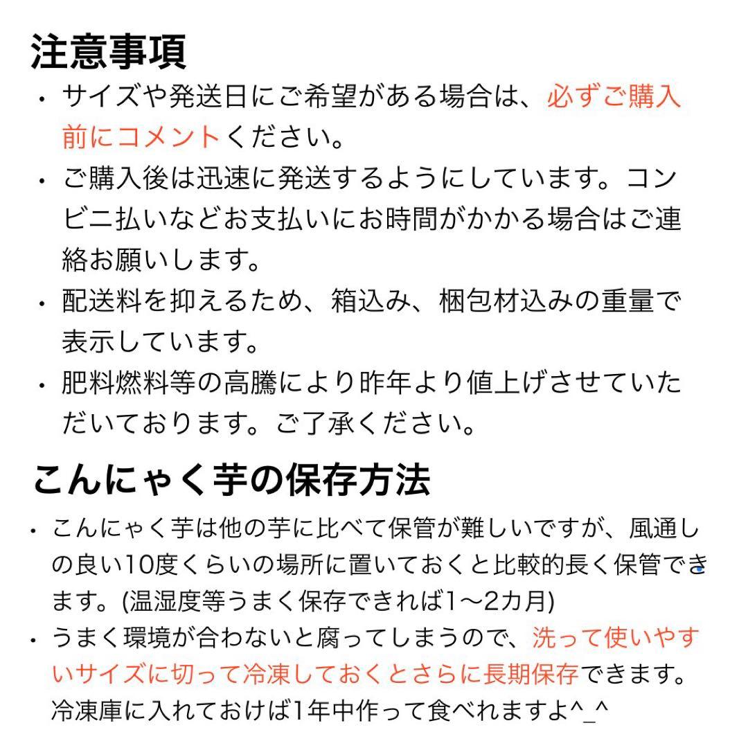 【群馬県産】こんにゃく芋　箱込み20kg以内　手作りこんにゃく用【大きめサイズ】