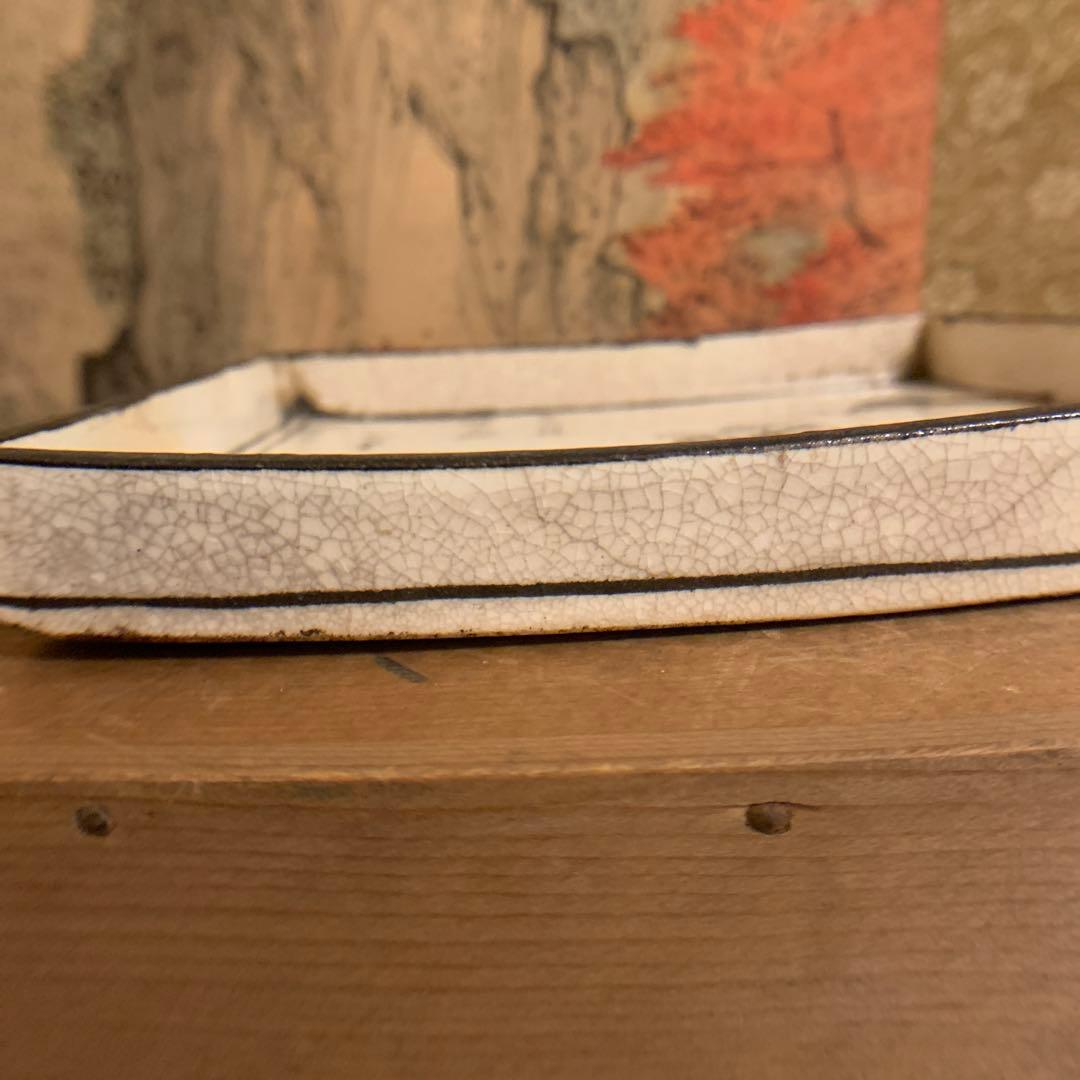 乾山省   漢詩文  方皿  山水  现物チェック希望　木箱     240