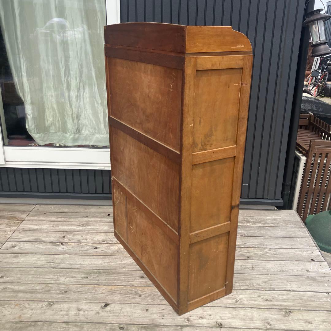 昭和レトロ 古家具 飾りガラス戸 木製キャビネット 食器棚 飾り棚 サイドボード