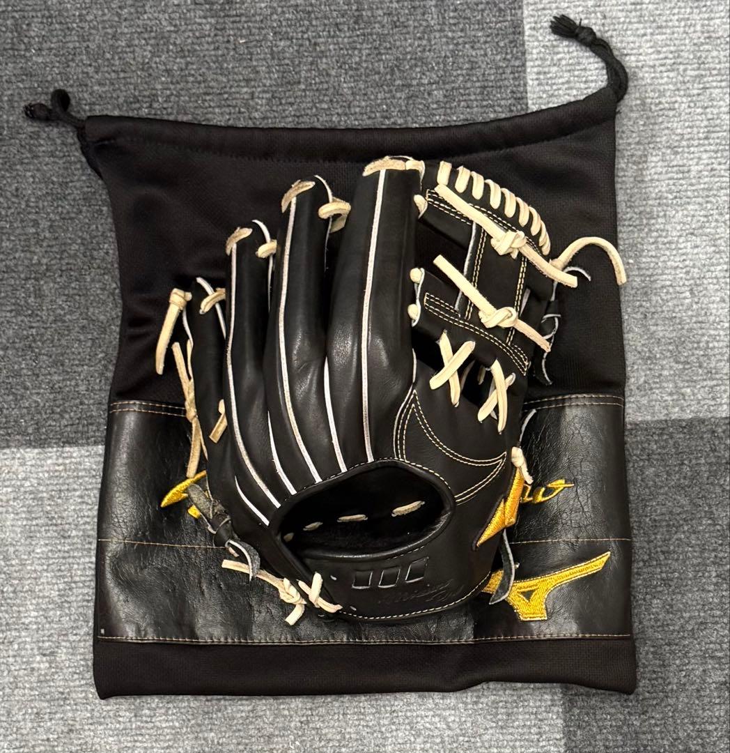 ミズノプロ 硬式内野手用 5DNA 黒 収納袋付き サイズ8