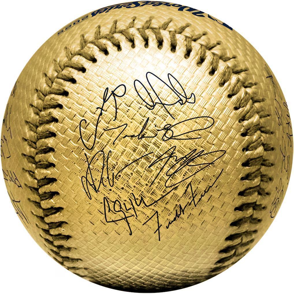 大谷翔平2025限定WSチャンピオン記念サイン入GOLDボールローリングス社製