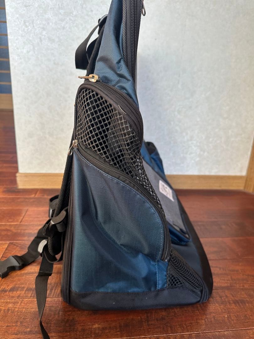 【美品】Lifelike ペットキャリー リュック 耐荷重15kg ネイビー