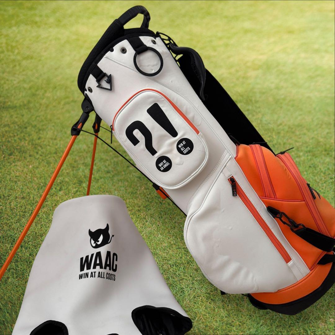 WAAC ワック　キャディバッグ　3点ショルダー　スタンド式　軽量　白