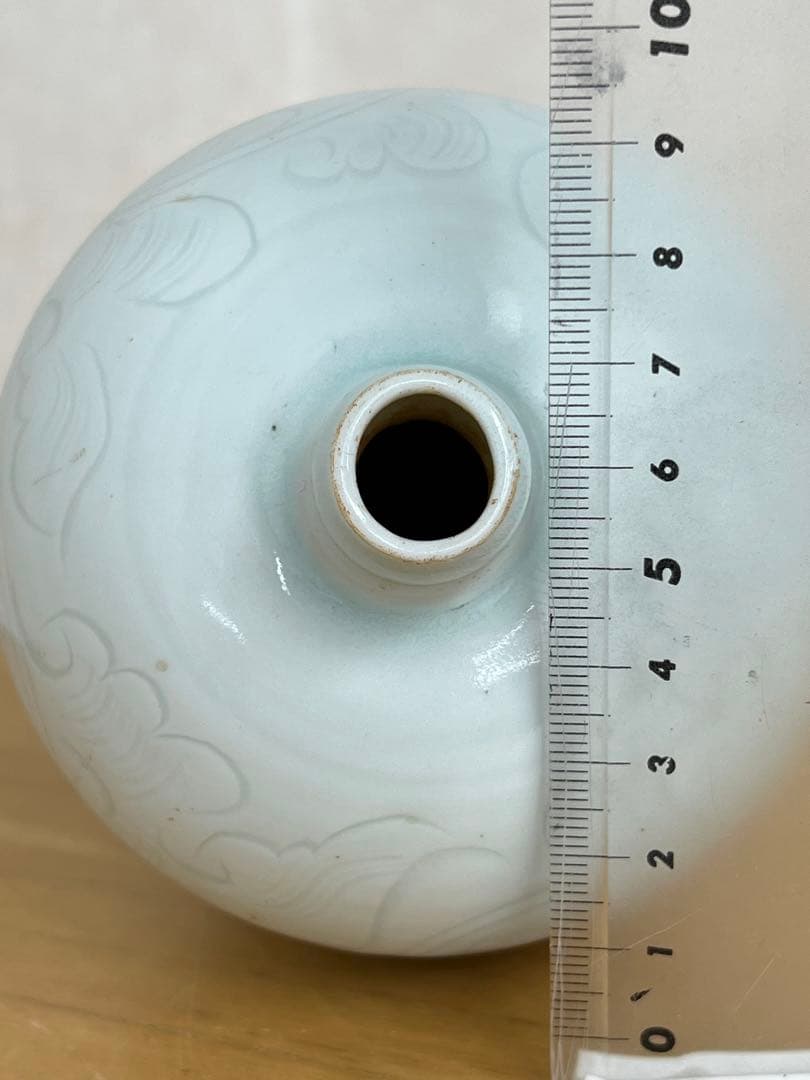 中国元時代影青釉　刻画花紋　梅瓶　骨董 美術品　唐物　 江戸　青磁　コレクション