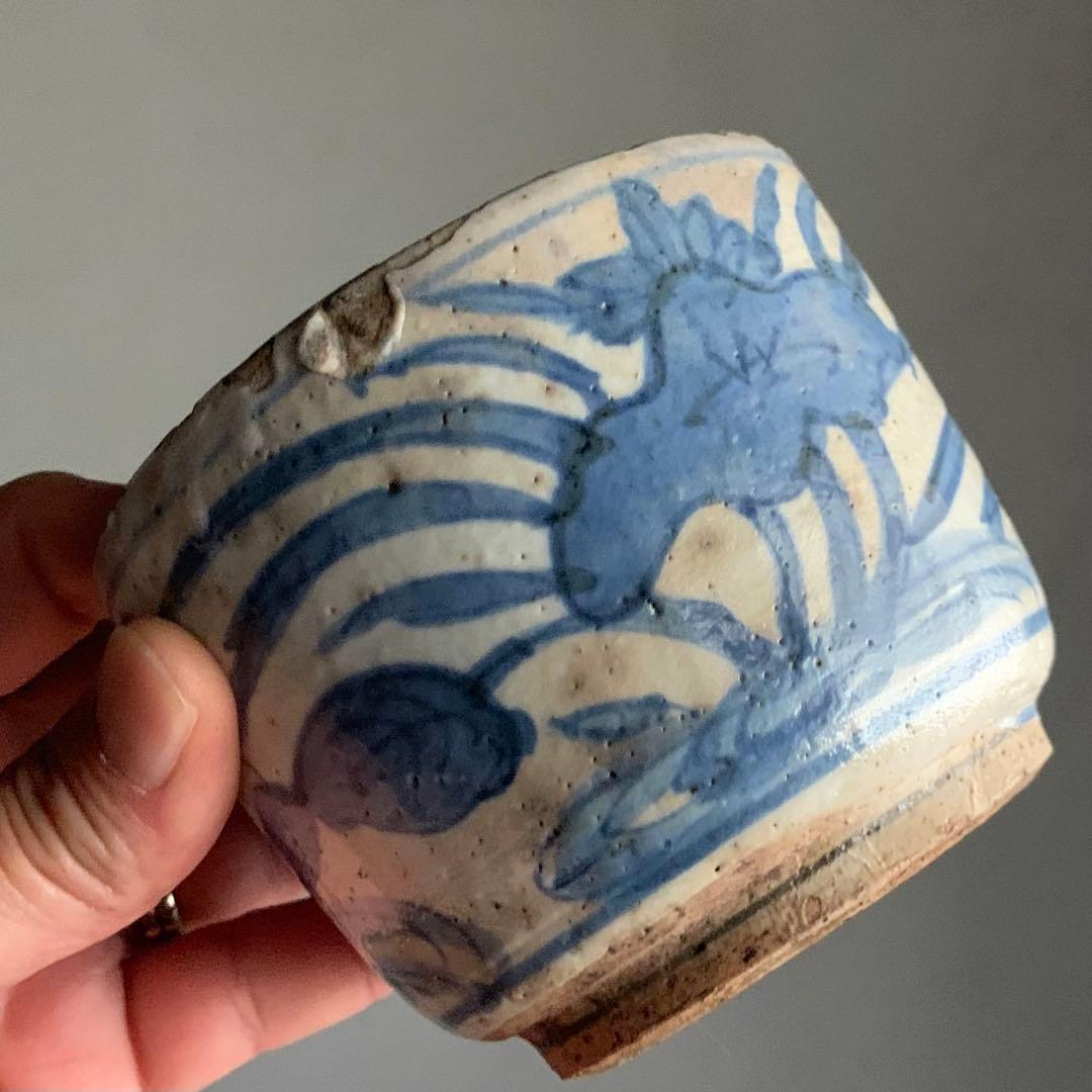 呉須染付 筒茶碗 火入れ 茶道具 古美術 古道具 アンティーク