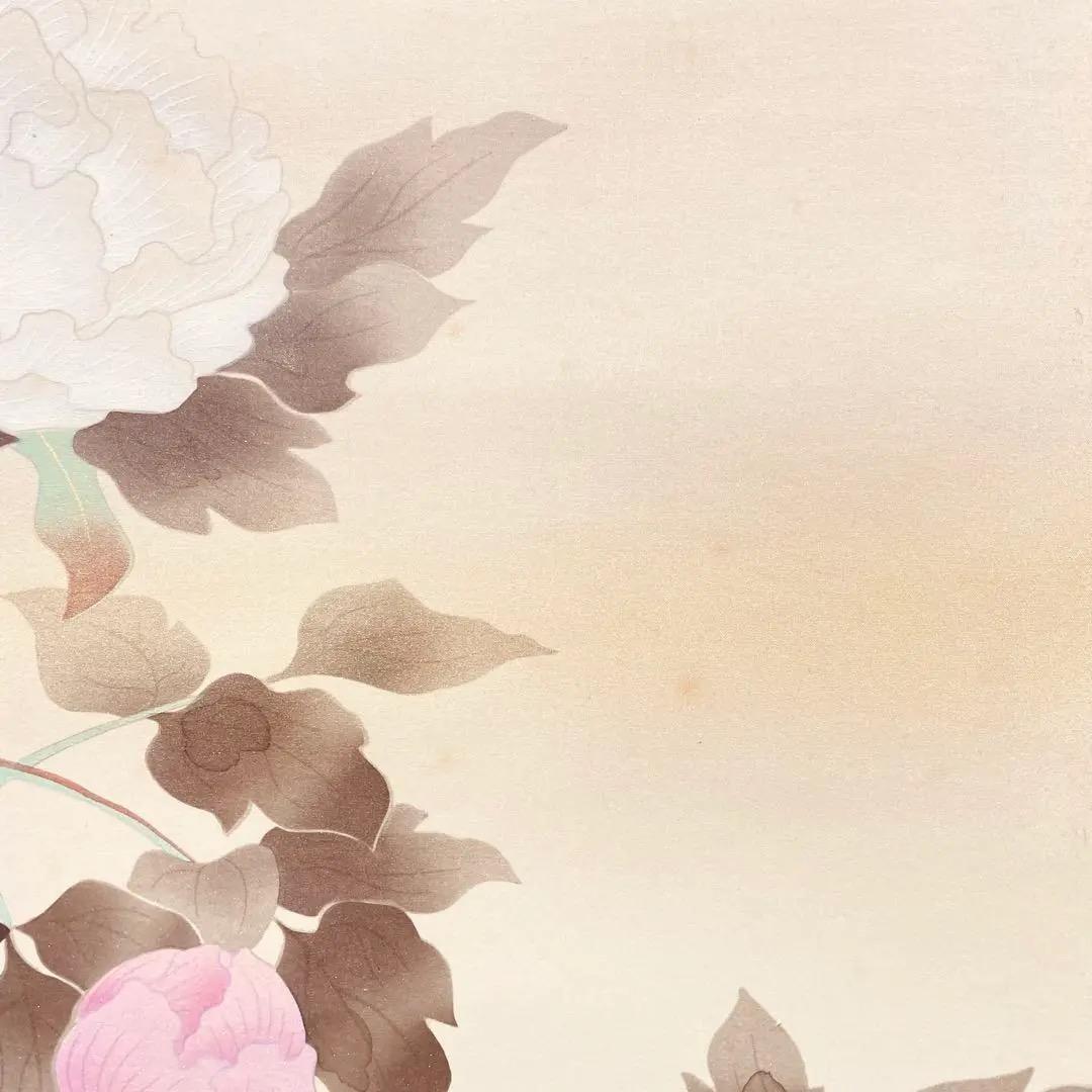 3939 「牡丹」 二重箱 共箱 肉筆 絹本 日本画 掛軸 縁起物 おもてなし