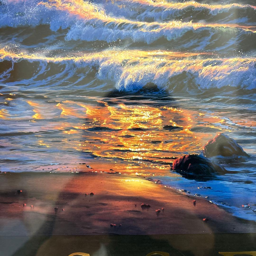 ラッセン　ロマンスオブザシー　夕日　サンセット　クジラ　風景　版画　額入り