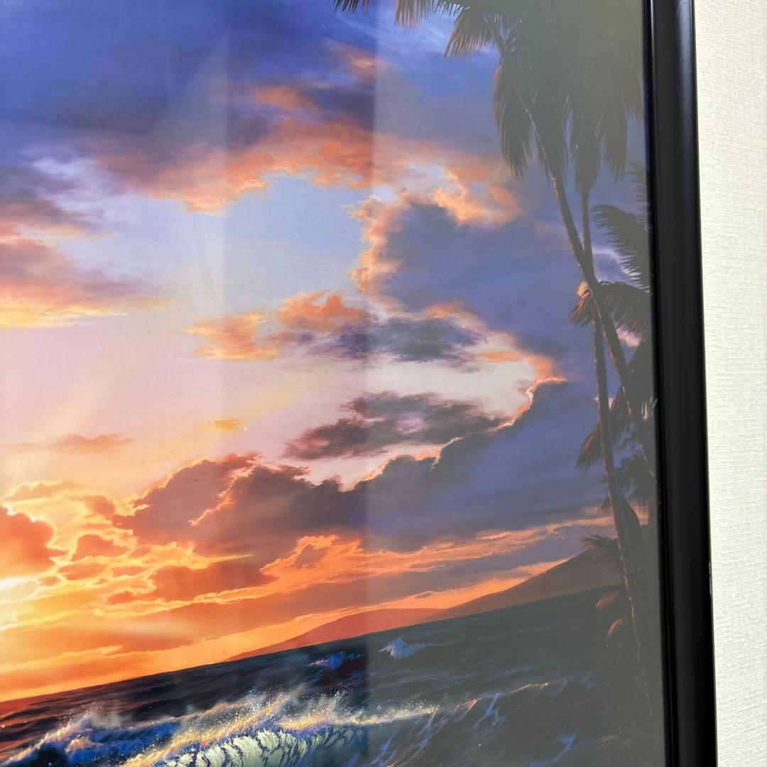 ラッセン　ロマンスオブザシー　夕日　サンセット　クジラ　風景　版画　額入り