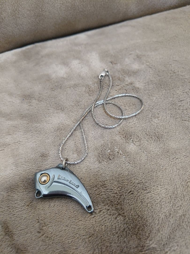 美品 希少 村田基 着用 ウォーターランド ガンメタル ネックレス 釣り ルアー