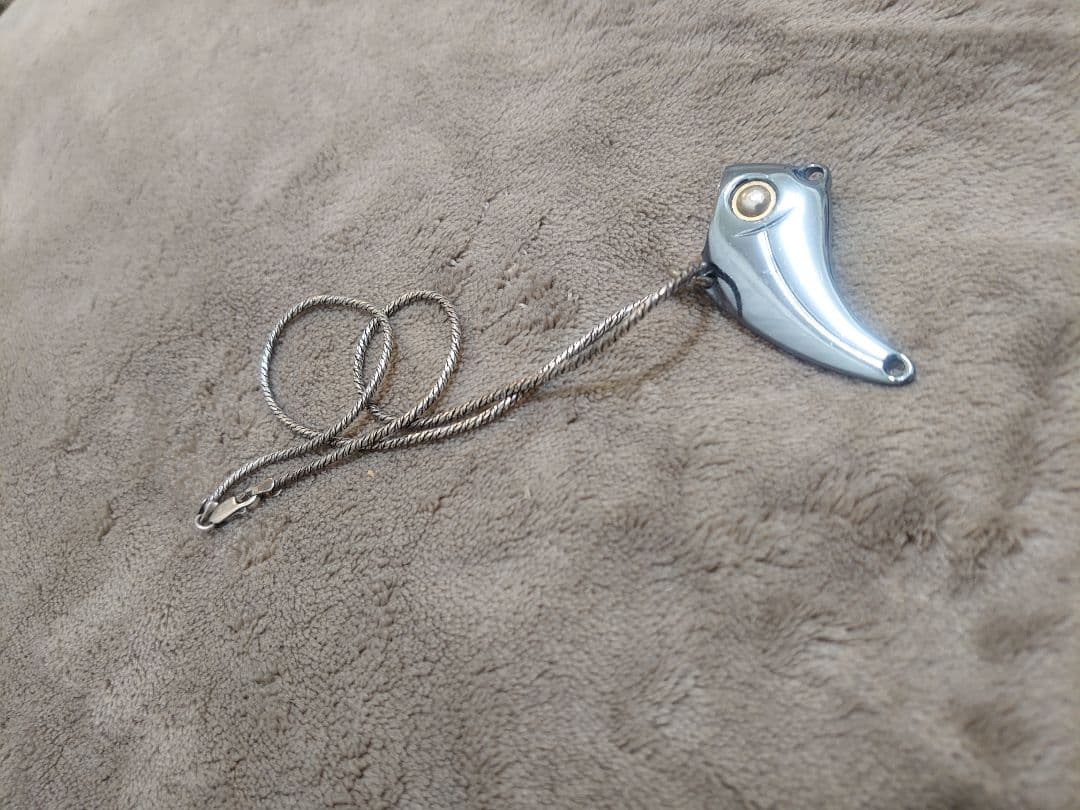 美品 希少 村田基 着用 ウォーターランド ガンメタル ネックレス 釣り ルアー