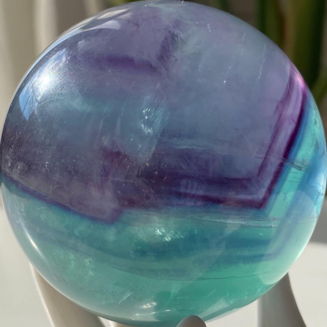 【 天然石 ブルー グリーン パープル フローライト スフィア 】