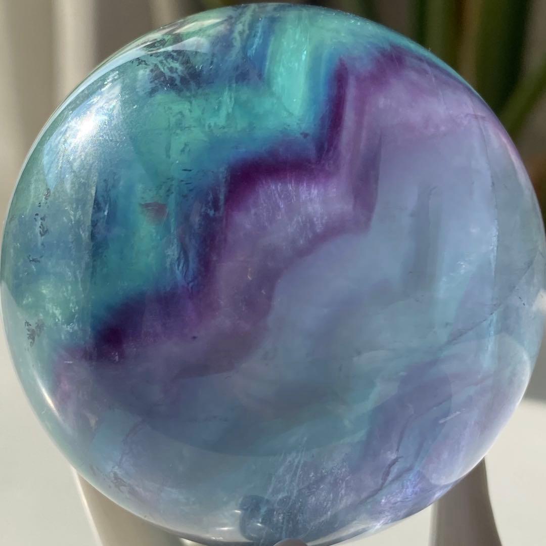 【 天然石 ブルー グリーン パープル フローライト スフィア 】