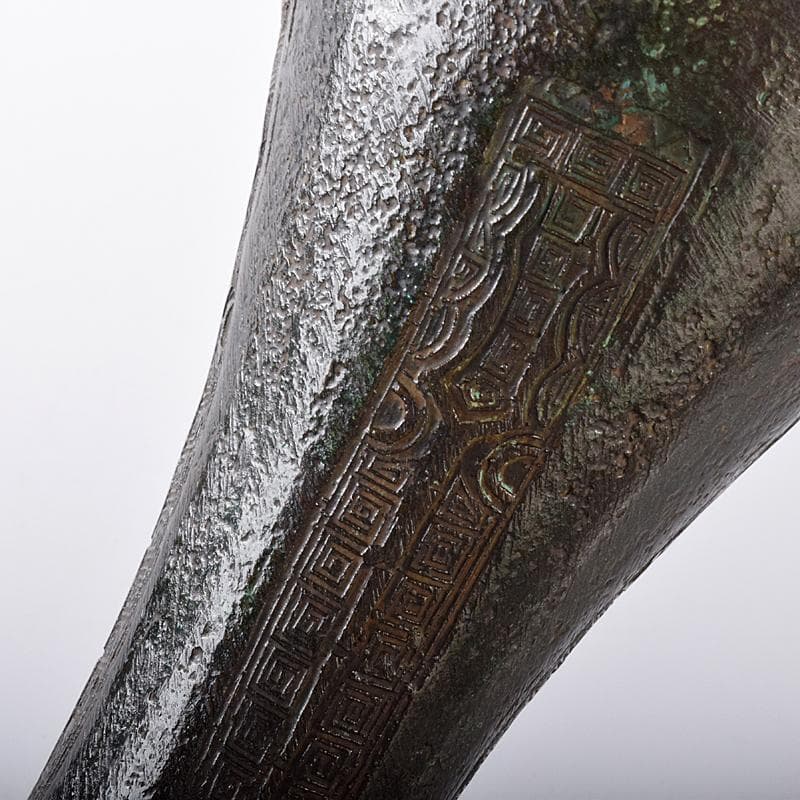 中国　古銅　漢詩饕餮文　双耳瓶　時代箱付　M　R8223B