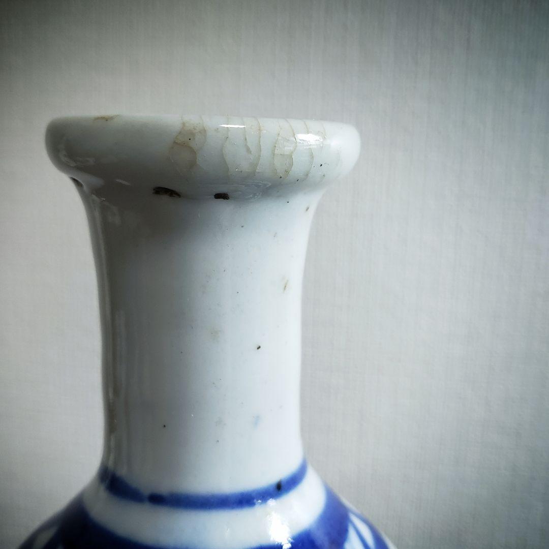 ★徳利　染付　トンボ　花器　花瓶　一輪挿し　草花　江戸幕末　出石焼