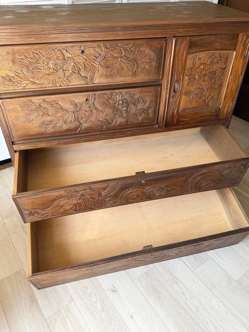 伝統工芸品 軽井沢彫 サイドボード アンティーク リメイク