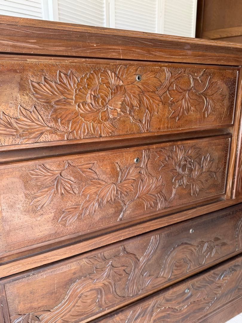 伝統工芸品 軽井沢彫 サイドボード アンティーク リメイク