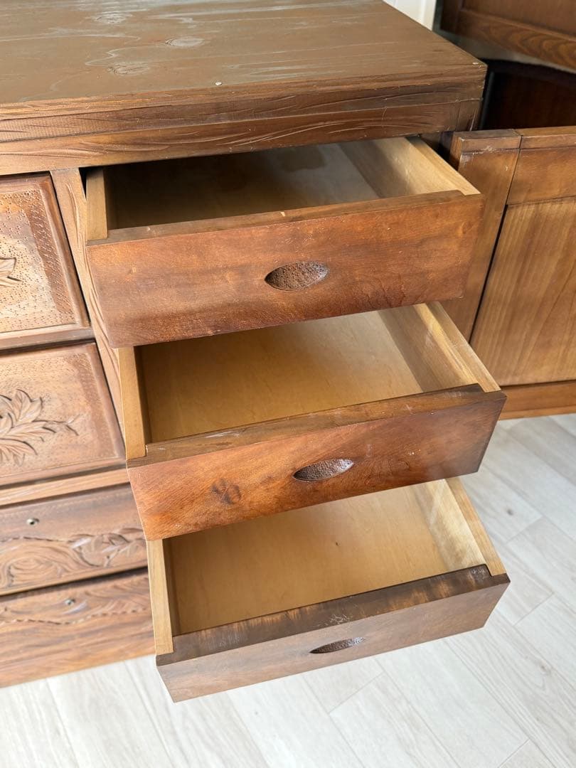 伝統工芸品 軽井沢彫 サイドボード アンティーク リメイク