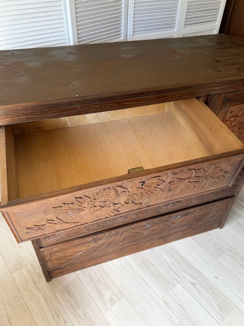 伝統工芸品 軽井沢彫 サイドボード アンティーク リメイク