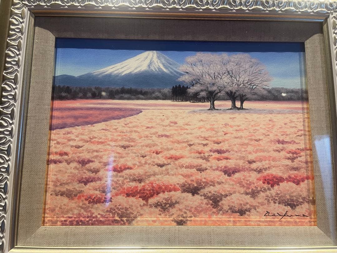 富士山と桜の風景画 朝隈敏彦