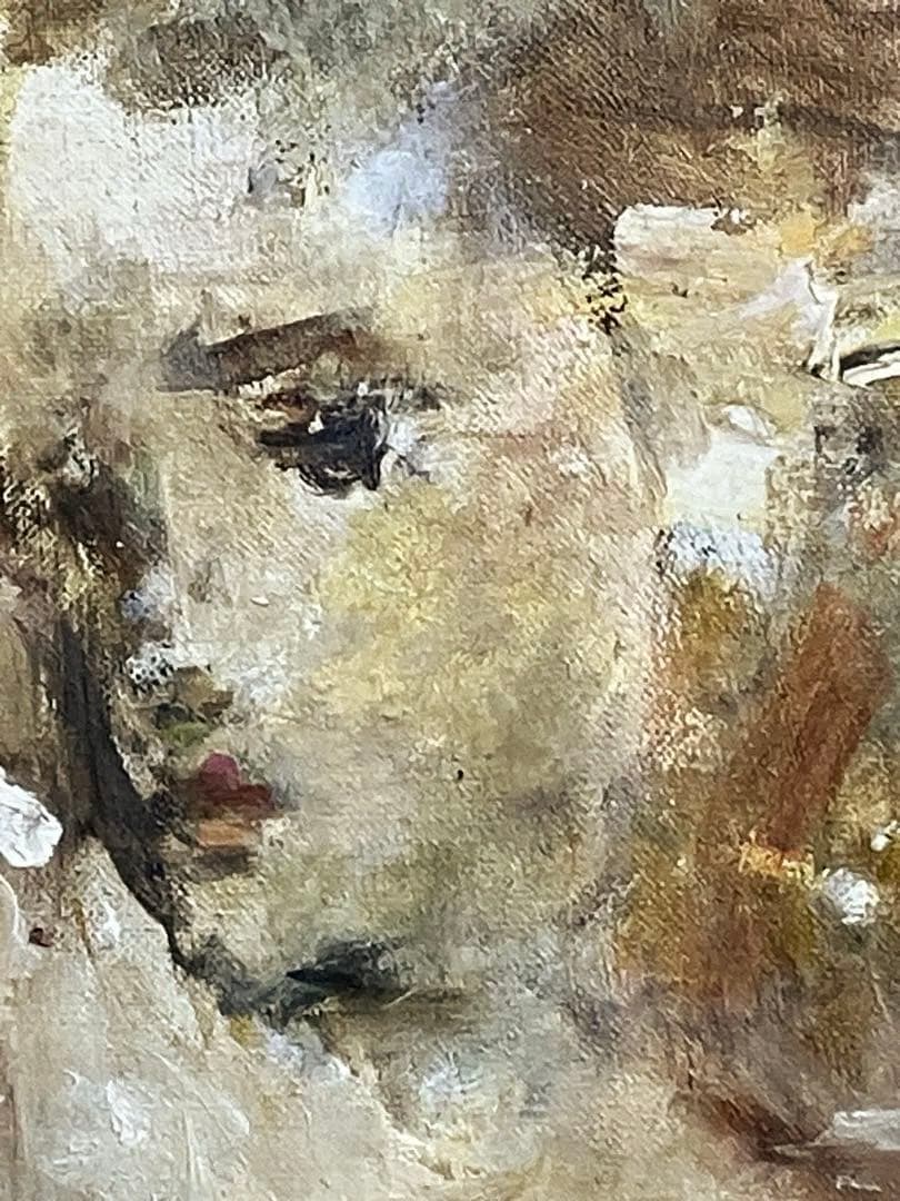 佐藤吉五郎「少女」 SM号 油彩 油絵 絵画 人物画 サムホール 木製額縁