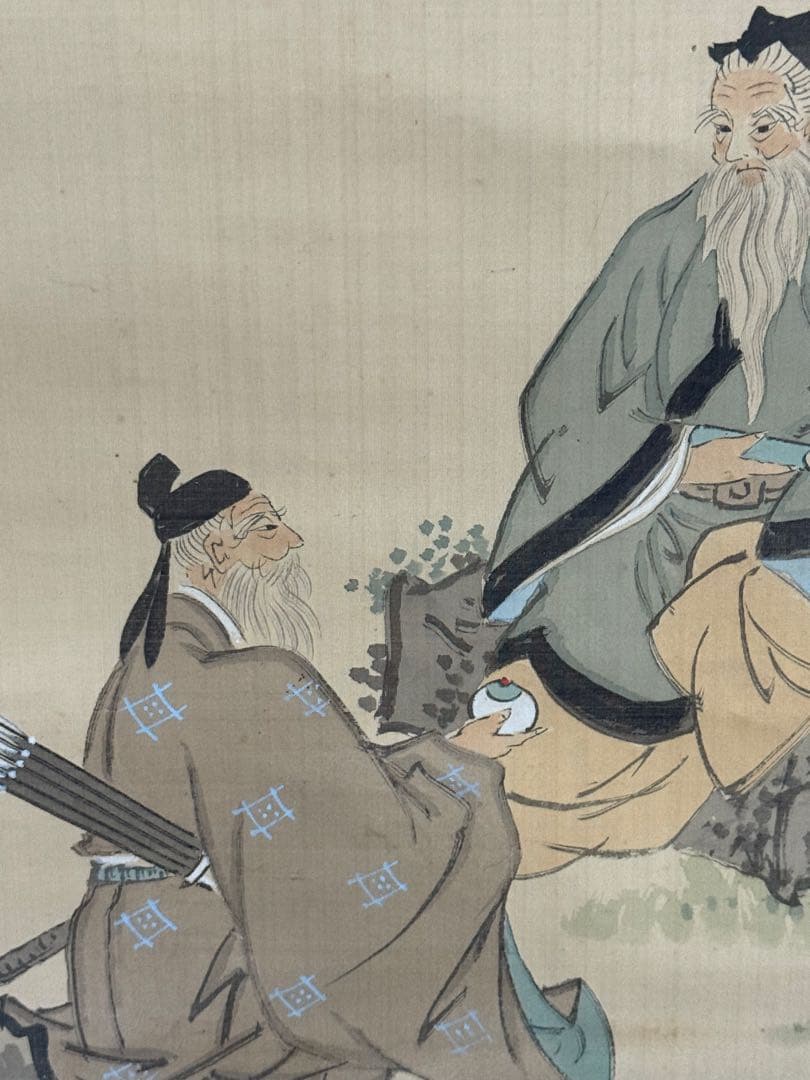 三長老　絹本肉筆　落款あり　古美術　掛軸　送料込み250617