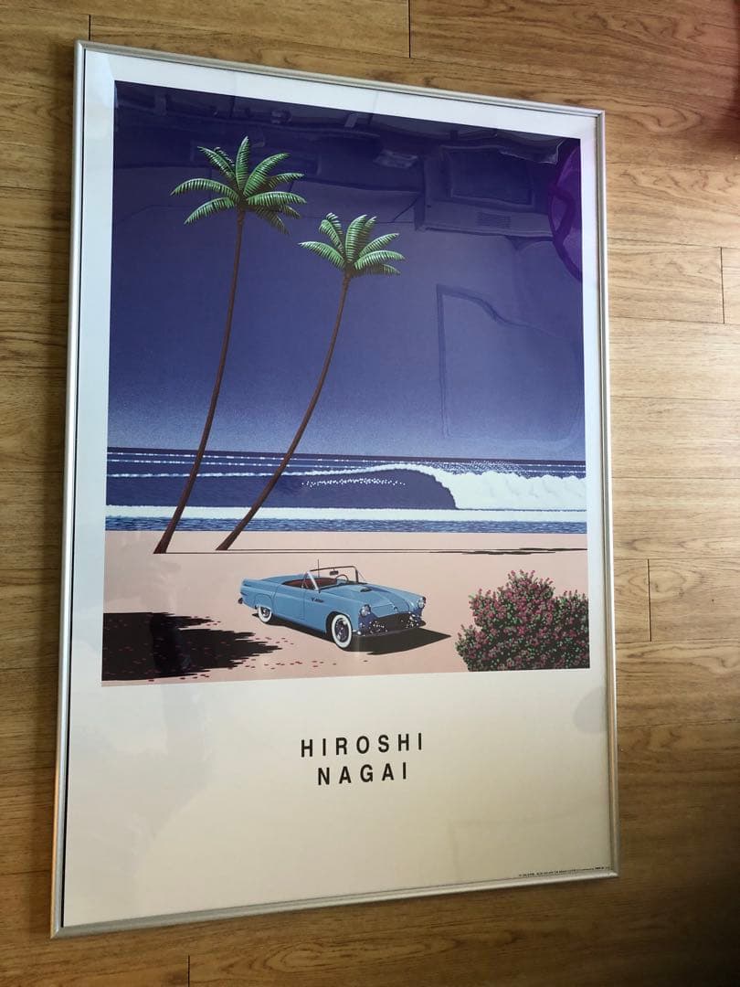 額付き永井博ポスター　91.5×61.5cm超特大サイズ