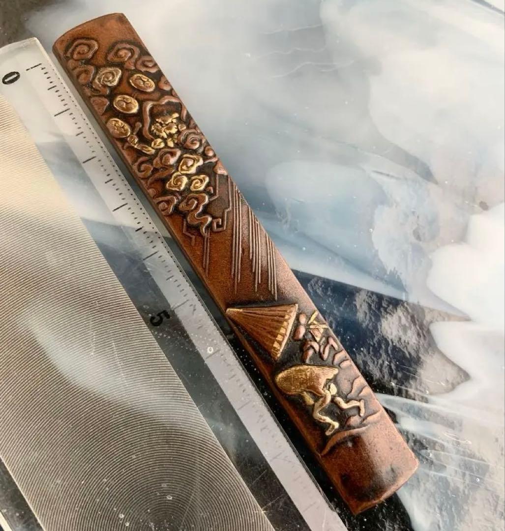 小柄小刀　傘に簑・雨模様図小柄袋　刀装具