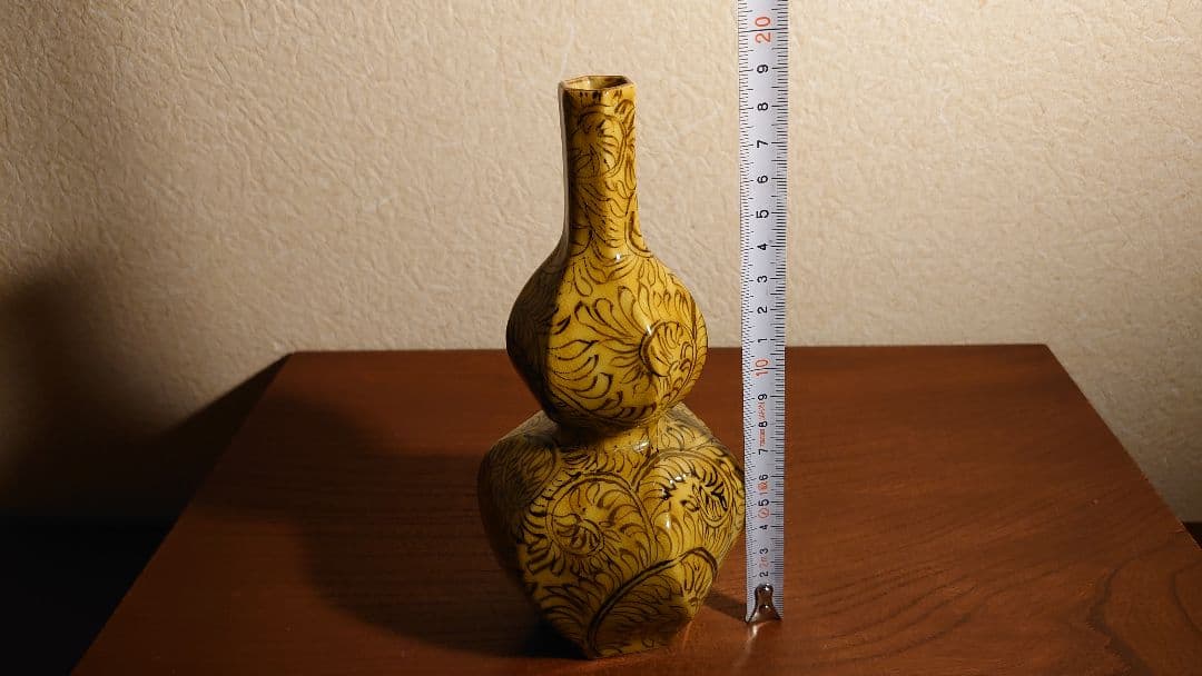 古九谷　九谷焼　徳利　ねじり　花入　蔵出し　江戸期　角福　黄釉　１客