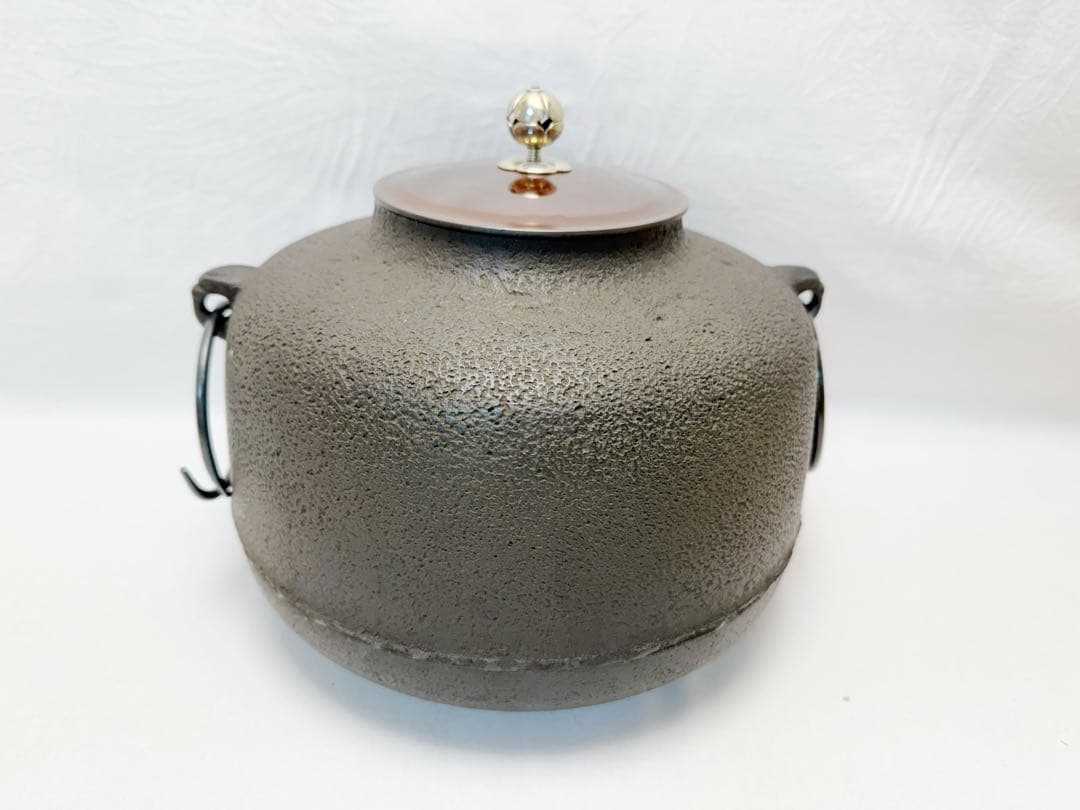 未使用 茶道具 釜師 道彦造 銀摘み 阿弥陀堂釜 鉄釜 共布 共箱