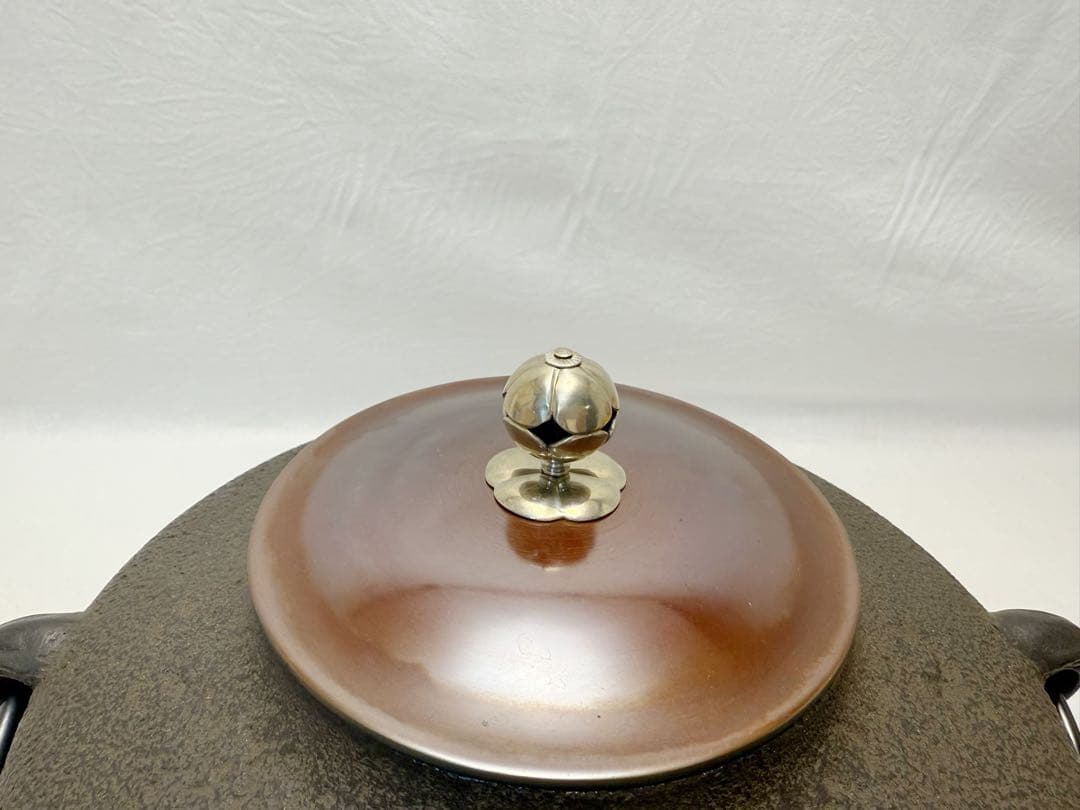 未使用 茶道具 釜師 道彦造 銀摘み 阿弥陀堂釜 鉄釜 共布 共箱