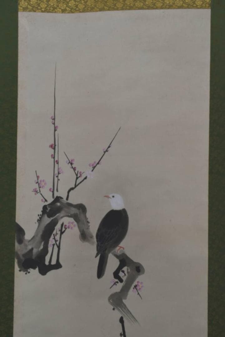 【真作】勝川院雅信/紅梅小禽図/掛軸/名家伝来/AA-443