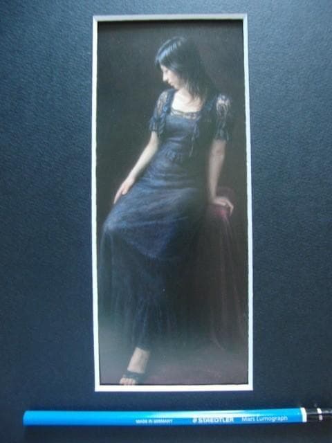 福井 欧夏 【上弦の月】 希少画集画、状態良好、新品高級額装付