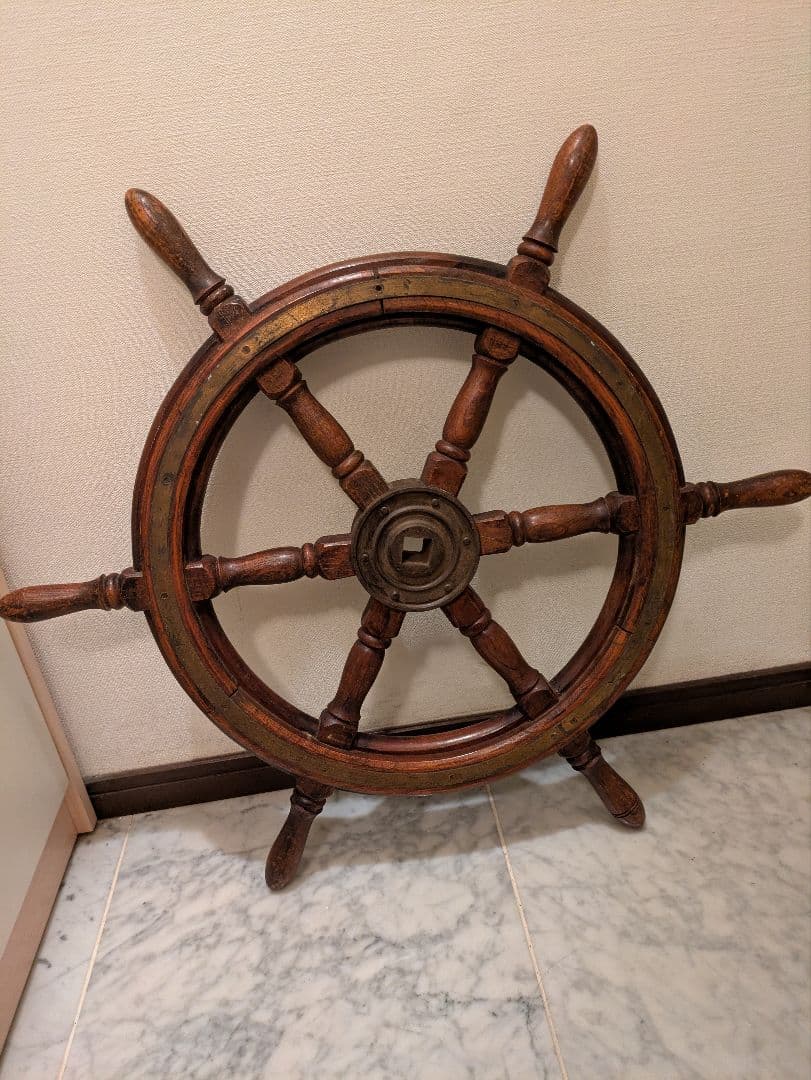 アンティーク　船舵　ビンテージ　ハンドル　木製
