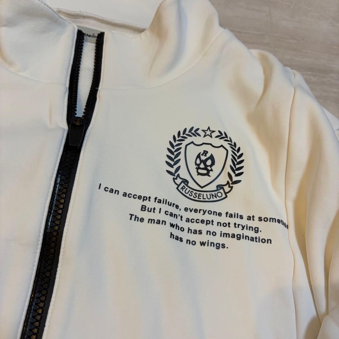 Russeluno ホワイト長袖ジップアップウェア