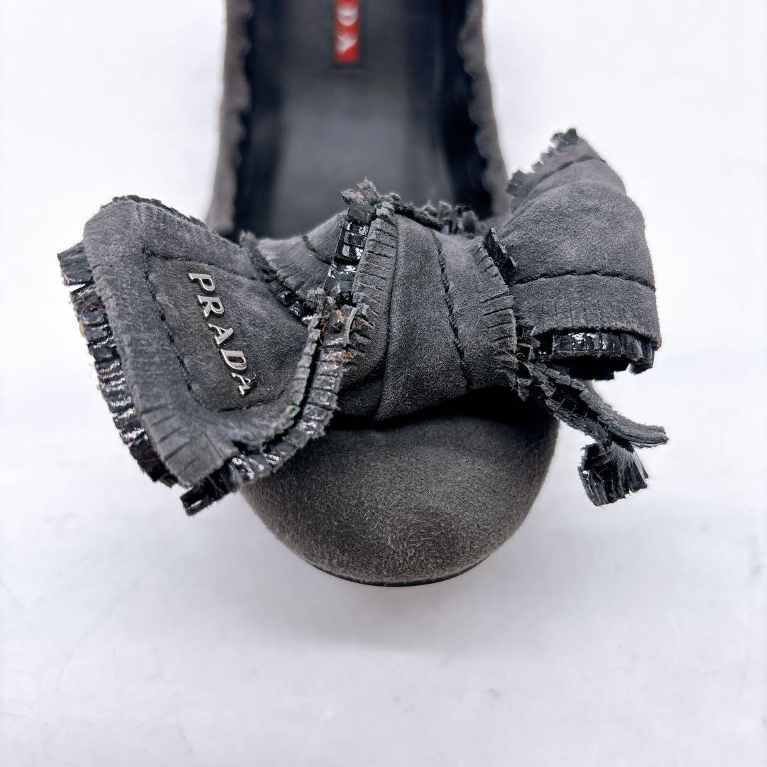 PRADA SPORT F5228 スエード リボン バレエ シューズ 36