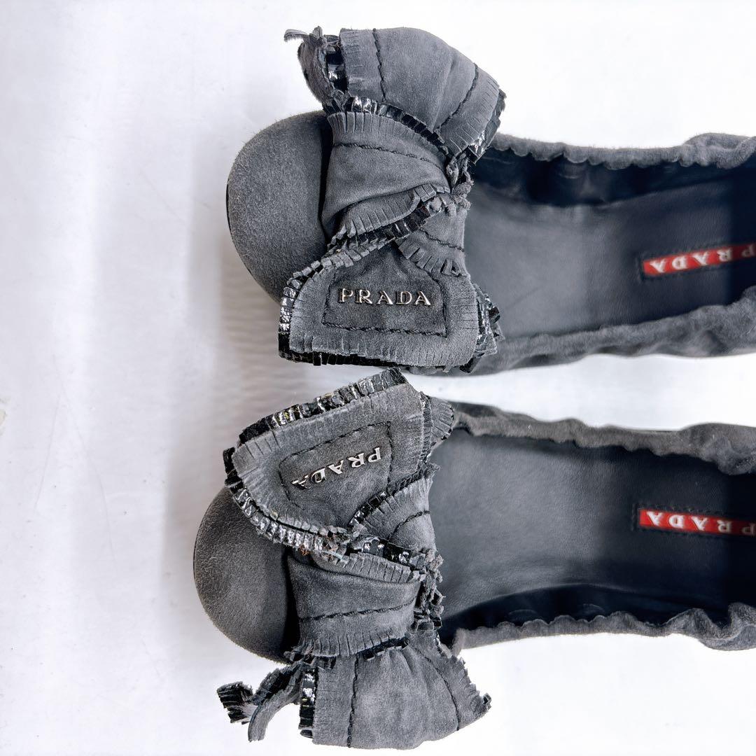 PRADA SPORT F5228 スエード リボン バレエ シューズ 36