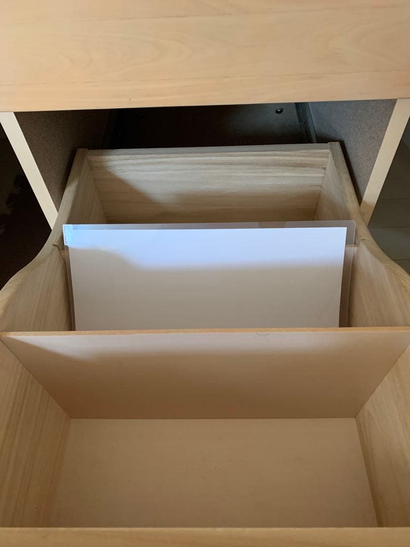 ナチュラル木製オフィスワゴン 3段引き出し 鍵付き