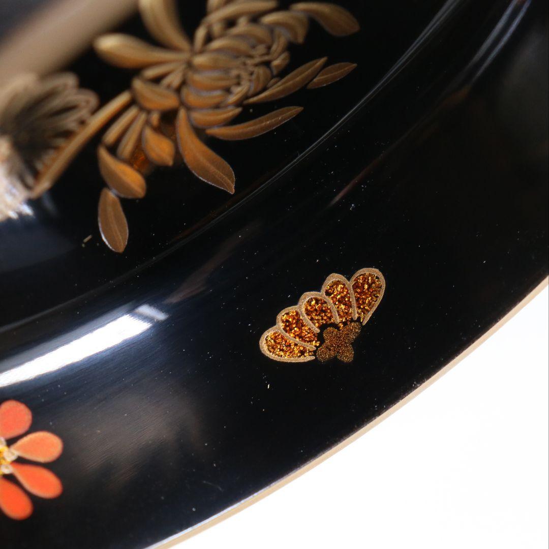 古川治樹作 乾漆 菊蒔絵 大棗 花蒔絵 茶道具 共箱　V948　N8