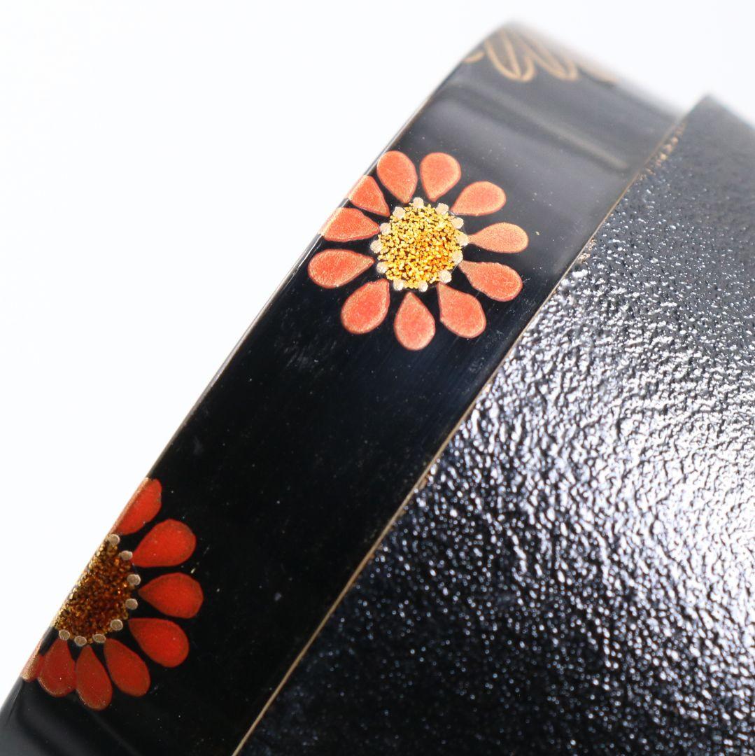 古川治樹作 乾漆 菊蒔絵 大棗 花蒔絵 茶道具 共箱　V948　N8