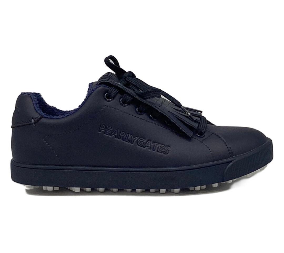【新品】パーリーゲイツ キルトタンローカット 23.5 紺 ゴルフシューズ