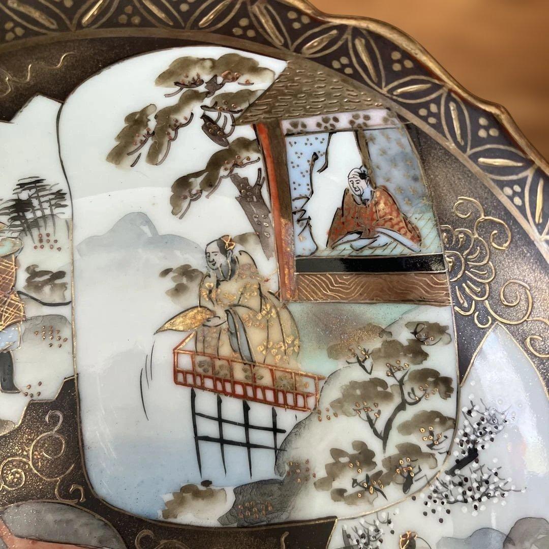 九谷焼　金彩赤絵人物文皿　8枚