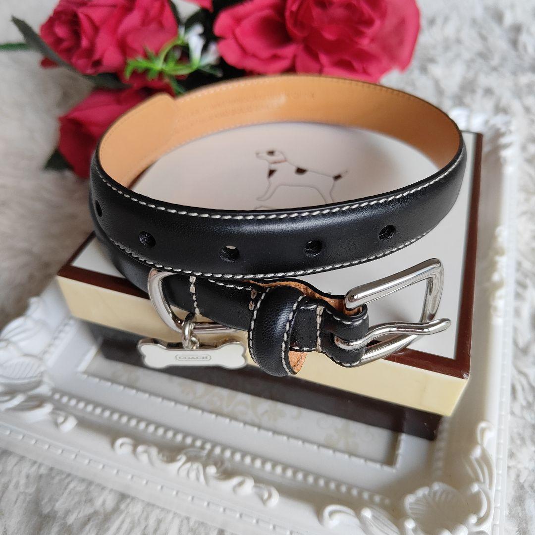 新品　COACH　コーチ　黒　ブラック　レザー　犬用首輪　М　中型犬　高級