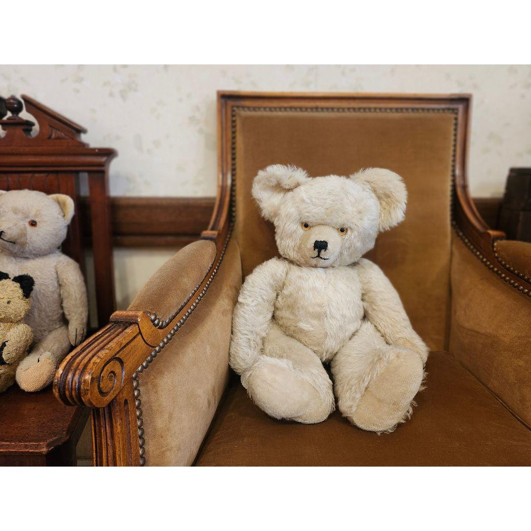 40年代 ドイツ アンティーク テディベア クリームホワイト アンティークベア