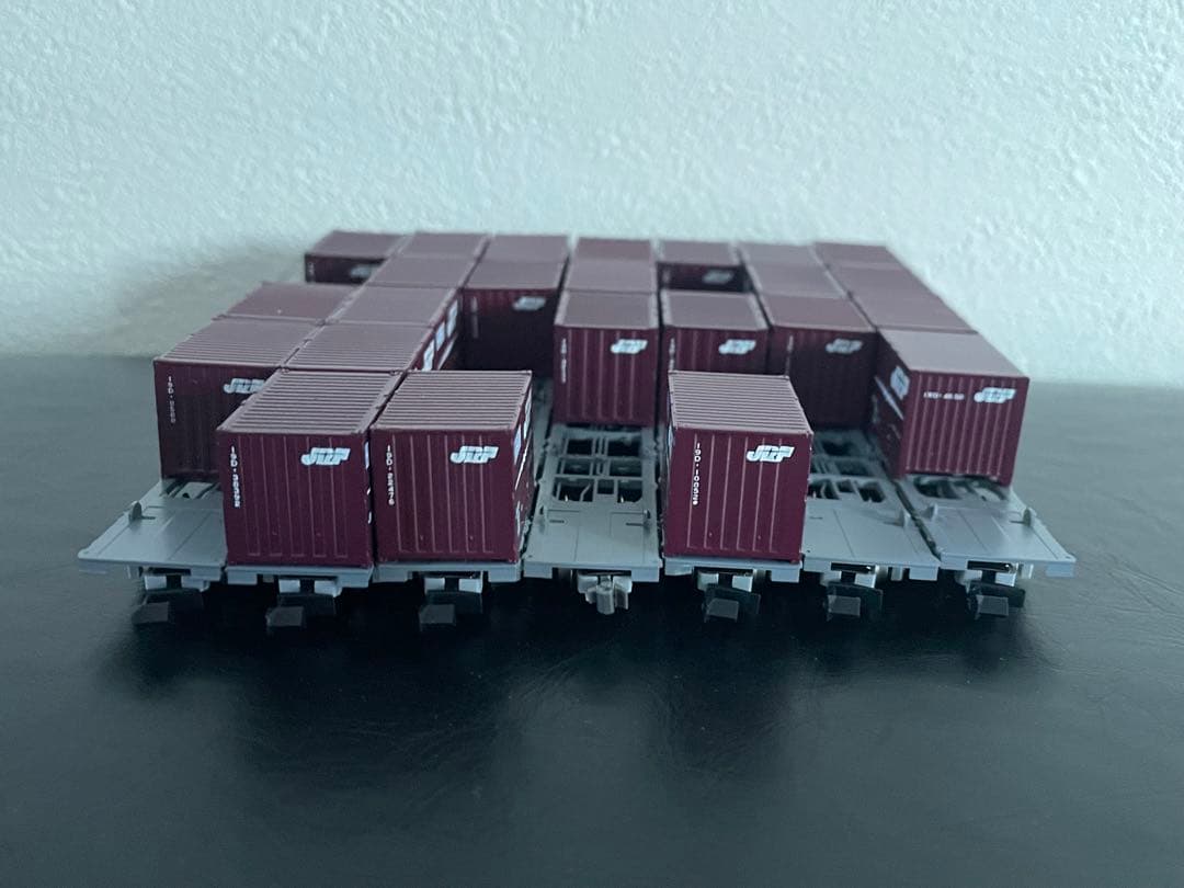 【手摺壊れ修復済】Nゲージ　コキ100、101、107 19両　コンテナまとめ