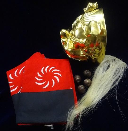 国産獅子舞　総金　九寸　一式セット（お祭り）