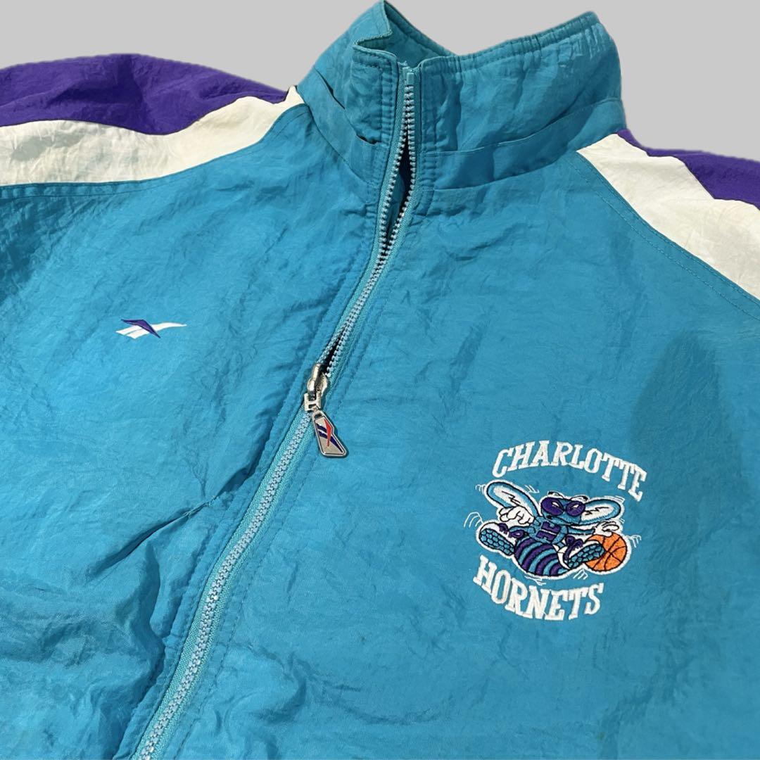 【リバーシブル】90sリーボックNBA シャーロット・ホーネッツ中綿JKT/L